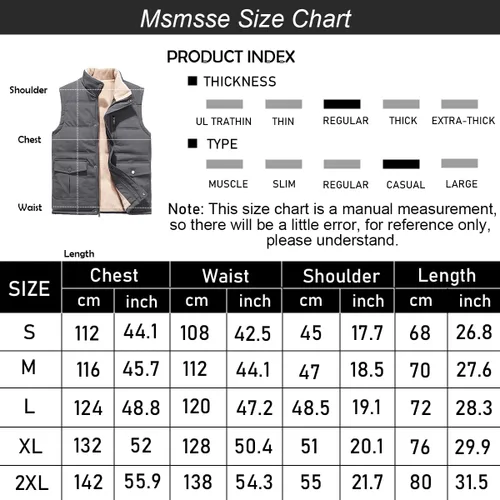 Vista 6 de Msmsse Chaleco acolchado de invierno para hombre, chaleco acolchado con cuello alto, chaleco acolchado cálido