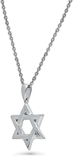 Vista 2 de 925 Sterling Silver Star of David Pendant Necklace For Unisex, Interlocking Magen David Pendant, Estrella de David, Ancient Religious Judaica Amulet