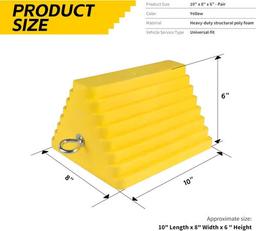 Vista 2 de MaxxHaul 51169 Cuñas de rueda de espuma de polietileno con cerrojo de acero – Paquete de 2 – 10 × 8 × 6 pulgadas – Espuma estructural resistente
