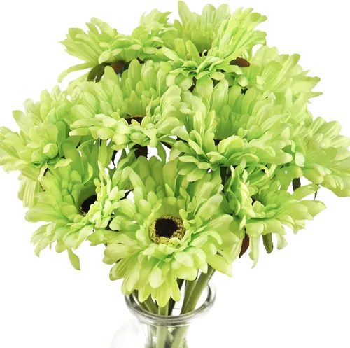 Vista 11 de FiveSeasonStuff Real Touch Gerbera Daisy - Arreglo de flores artificiales y ramo de boda (7 tallos florales, rojo baya)