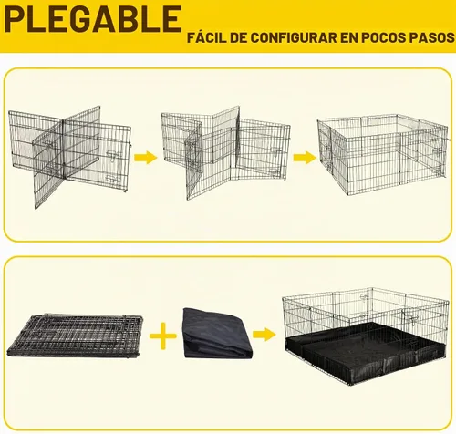 Vista 5 de Aivituvin - Corral para conejos, corral para mascotas, jaula para animales pequeños con forro impermeable - Corral extensible
