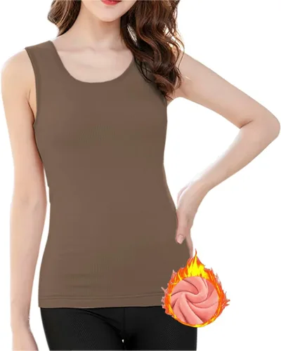 Vista 14 de Ropa interior de algodón con forro polar térmico para mujer, camiseta sin mangas, chaleco de capa base cálida