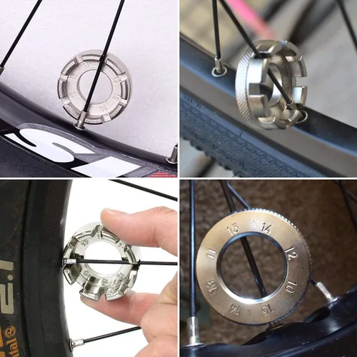 Vista 7 de Goabroa Llave de radios de bicicleta, acero duro 8 en 1 de acero endurecido para ajuste de tensión de rueda de precisión, compatible con pezones