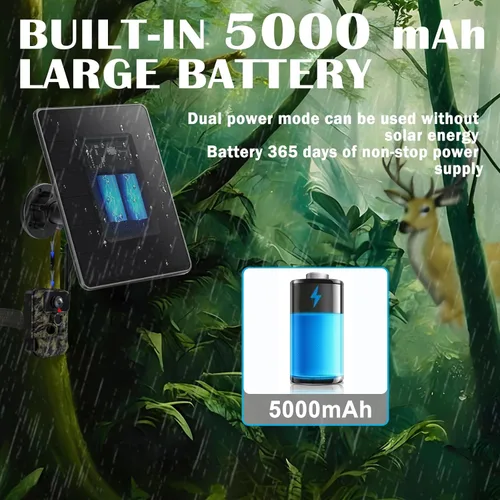 Vista 8 de Panel solar de cámara de sendero, mini cargador de batería solar DC 12V/1A 6V/1.5A batería de litio recargable incorporada de 5000 mAh, accesorio