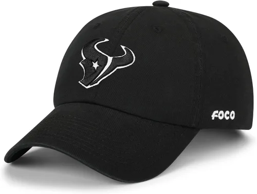 Vista 12 de FOCO NFL Gorras y Gorras Casuales para Hombres con Logotipo de Equipo de la NFL, Negro y Blanco