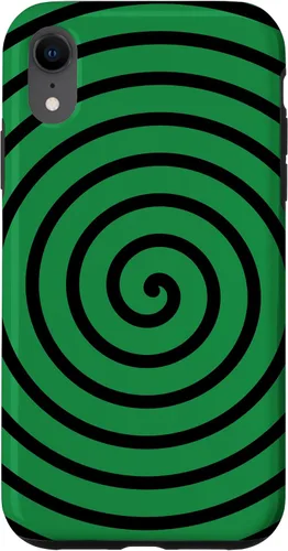 Vista 8 de Carcasa minimalista para iPhone 14 con diseño minimalista en espiral negro sobre verde