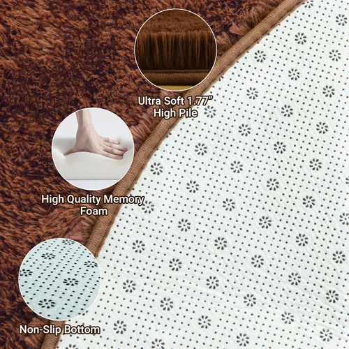 Vista 4 de LOCHAS Alfombras redondas y esponjosas de lujo para dormitorio, habitación de niños y niñas, guardería, alfombra circular súper suave, bonita