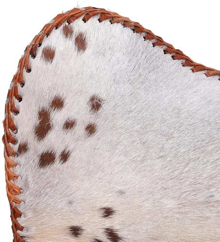Vista 5 de cuero Silla de mariposa de cuero hecha a mano para sala de estar, silla de cuero cosido a mano mariposa (blanco bronceado)