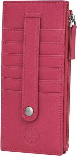 Vista 13 de Leatherboss - Funda para tarjetas todo en uno, cartera delgada con correa de protección para tarjetas, Beige, Cartera con tarjetero