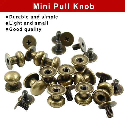 Vista 6 de Biaungdo 12 piezas tiradores de cajón mini de 0.31" x 0.39" pulgadas, pomos redondos para gabinete, tiradores para tocador armario cofre cajón cajas