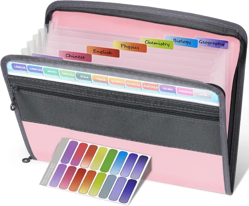 Vista 12 de Sooez - Organizador de archivos de acordeón con cierre de seguridad, carpeta expandible de 8 bolsillos con funda frontal para lápices, organizador