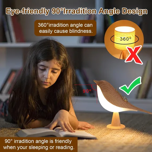 Vista 6 de Lenporl 2 Pack de lámparas de mesa LED con diseño de pájaro, lámparas de aroma con sensor táctil recargable, con 3 niveles de brillo, ABS regulable