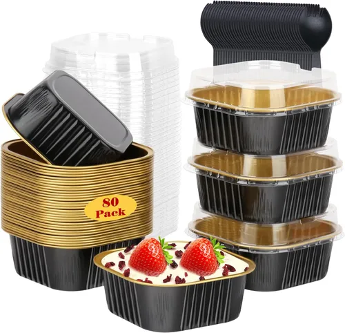 Vista 9 de LNYZQUS - Paquete de 120 mini moldes para pasteles de 10 onzas con tapas