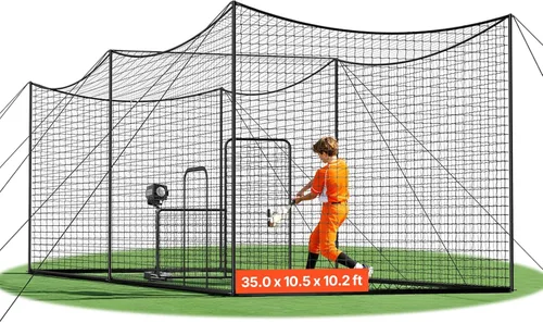 Vista 18 de VEVOR Jaula de bateo de béisbol,Red profesional de entrenamiento de bateo de béisbol de sóftbol,Red de entrenamiento de bateo de PE cerrada de alta