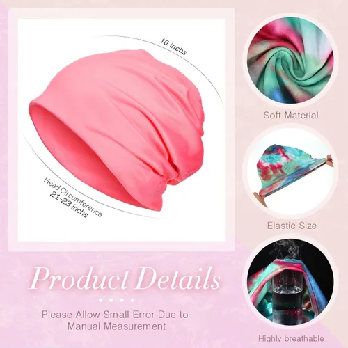 Vista 2 de SATINIOR Gorro holgado para mujer, 5 piezas, gorro de quimioterapia, elástico para el cáncer, bufanda para dormir para pacientes con cáncer