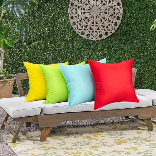 Vista 7 de 4 fundas de almohada impermeables de color azul claro para exteriores, fundas de almohada cuadradas modernas para patio, banco, muebles de patio 4