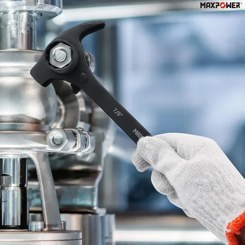 Vista 8 de MAXPOWER Llave de trinquete de andamio de 3/4 x 7/8 pulgadas, llave Spud Podger, funciones multifuncionales con barra de palanca de garra y cara