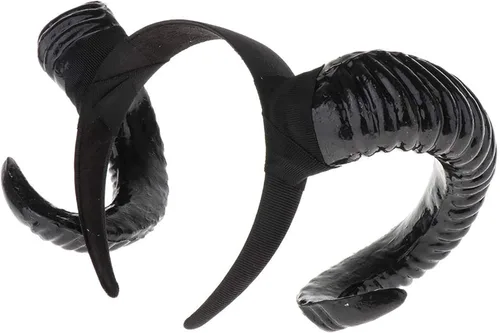 Vista 3 de Diadema gótica de cuerno de oveja punk fotografía de animales del bosque accesorios de fotos para cosplay accesorio para el pelo Kangsanli dorado