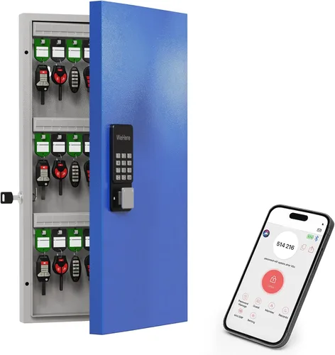 Vista 10 de WeHere Caja de Seguridad para 16 Llaves de Montaje en Pared, Gabinete Inteligente para Llaves con Etiquetas para Llaves, Control de Aplicación