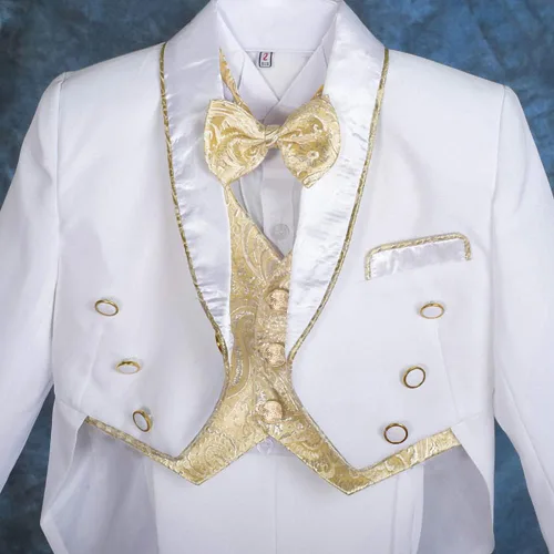 Vista 3 de Lito Angels Traje de esmoquin clásico jacquard para bebé, trajes formales traje de boda, 5 piezas, 015