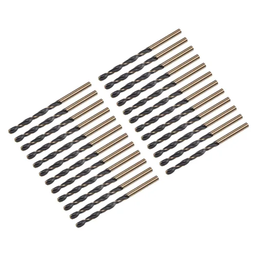 Vista 28 de uxcell Brocas Jobber de 0.118 in (0,118 pulgadas) de nitruro negro y oro recubierto de titanio M2 de alta velocidad (HSS) Brocas helicoidales