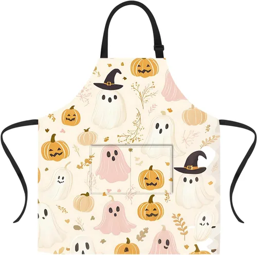 Vista 28 de ANNA QUEEN Delantal de Feliz Navidad para mujeres y hombres con bolsillos, delantal de muñeco de nieve, delantal de cocina ajustable para cocinero