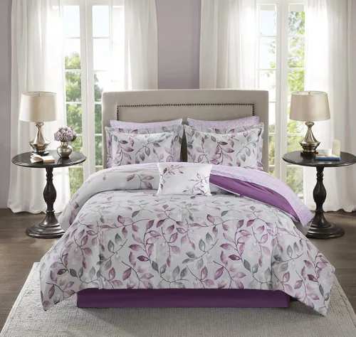 Vista 8 de Madison Park Essentials Cómodo edredón de cama en una bolsa con juego completo de sábanas de algodón - Diseño floral moderno para todas