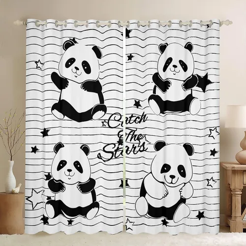 Vista 11 de Feelyou Cortinas de ventana de gatos grises y blancos, cortinas de ventana con patrón de mascotas para dormitorio, sala de estar para niños, niñas