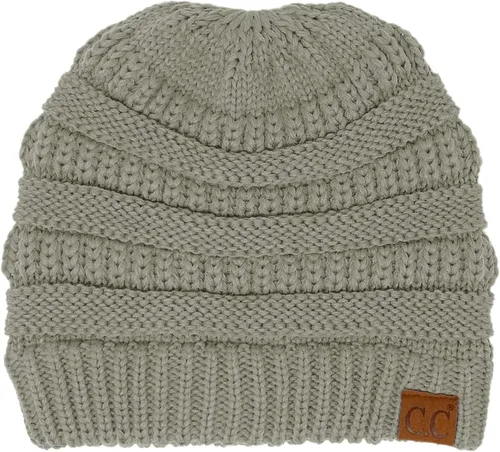 Vista 4 de C.C. Gorro de invierno elástico con cola de caballo y moño desordenado
