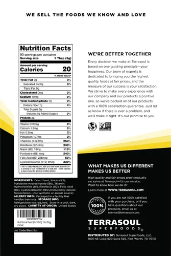 Vista 3 de Terrasoul Superfoods Copos de levadura nutricionales de primera calidad, 2 libras (paquete de 2) - Fortificados, sin gluten, sin OMG, vegano