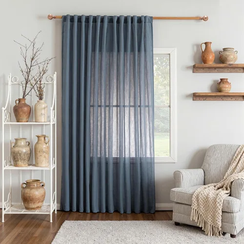 Vista 67 de MYSKY HOME Cortinas naturales de puerta francesa para ventana de puerta, 40 pulgadas de largo, cortas, semitransparentes, filtrantes de luz