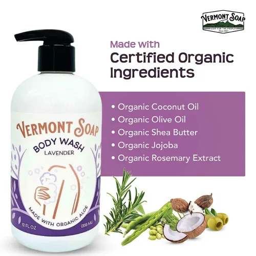 Vista 5 de VERMONT SOAP Gel de baño, gel natural con manteca de karité, gel de gel suave para hidratar y calmar la piel, jabón corporal sin fragancia