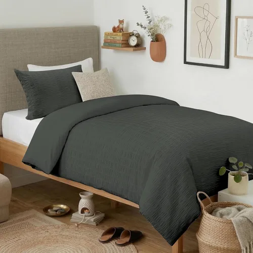 Vista 25 de Cozyide Beige Queen Duvet Cover Set, 3 Pieces Soft Seersucker Queen Size Duvet Cover with Zipper Closure and Corner Ties, 90"x90" Duvet Cover with 2