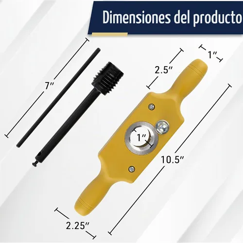 Vista 3 de Juego de machos y terrajas - 1 pulgada x 6TPI Kit de macho de rosca para espigas que corta roscas de madera macho y hembra con caja de roscar de dos