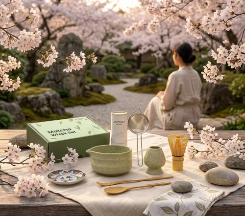 Vista 9 de Juego de 7 batidores de matcha, kit de cerámica con cuenco, batidor y soporte de bambú, cuchara de bambú, tamiz y toalla de té, juego de regalo