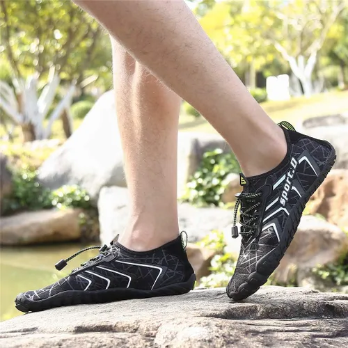 Vista 9 de UBFEN Zapatos acuáticos para natación, para hombre y mujer, para deportes de playa, secado rápido, descalzos para navegación, pesca, buceo, surf