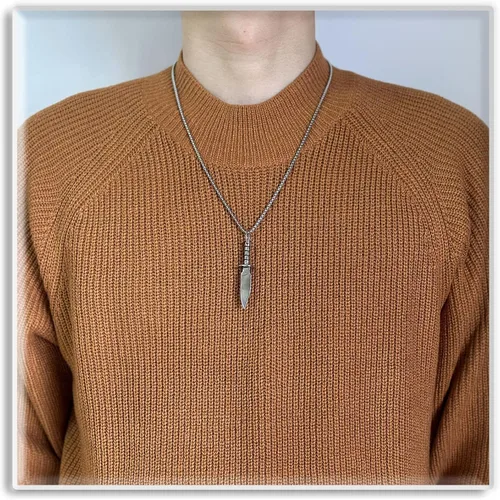 Vista 2 de Xusamss Collar de espada con colgante de cuchillo de acero inoxidable punk rock