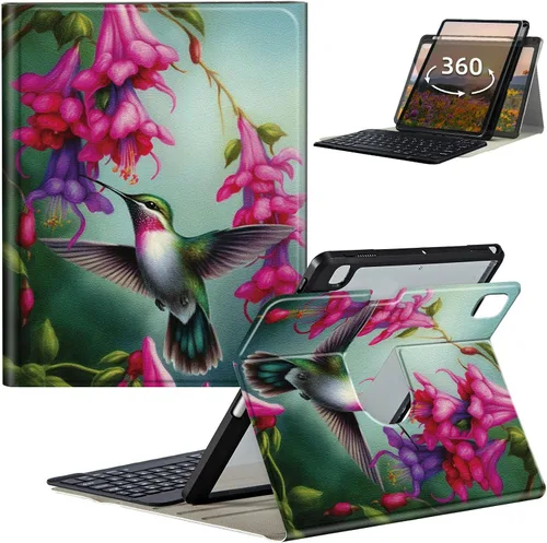 Vista 44 de Funda de teclado para iPad de 9ª/8ª/7ª generación de 10.2 pulgadas 2021/2020/2019 con soporte delgado giratorio de 360 grados, cubierta inteligente