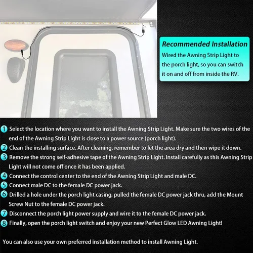 Vista 4 de Seagenck Luz LED para toldo de fiesta para caravana, tira de luz LED para toldo para caravana, caravana, remolque, soportes de concesión, camiones
