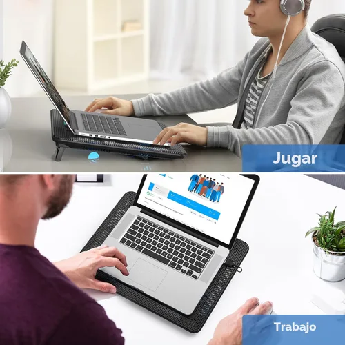 Vista 7 de TECKNET Almohadilla de enfriamiento para laptop, portátil, delgada, silenciosa, alimentada por USB, enfriador de almohadilla de enfriamiento con 3