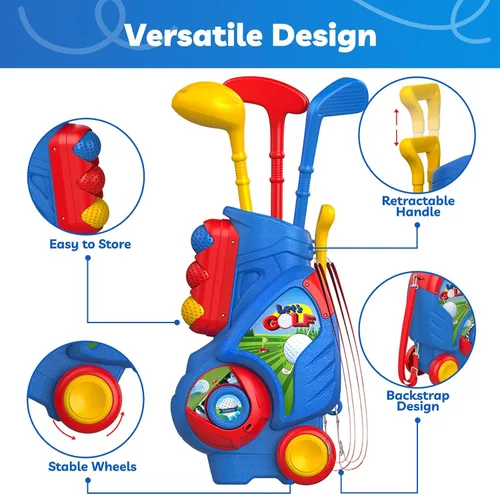 Vista 3 de Liberry Juego de Golf para Niños Pequeños de 2, 3 y 4 años Niños Niñas, Juego Mejorado de Palos de Golf para Niños con Carrito, Tapete de Putting