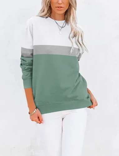 Vista 3 de PGANDS Women's Color Block Sweatshirt Tops Long Sleeve Crewneck Soft Cute Lightweight Tunic Pullover with Pocket