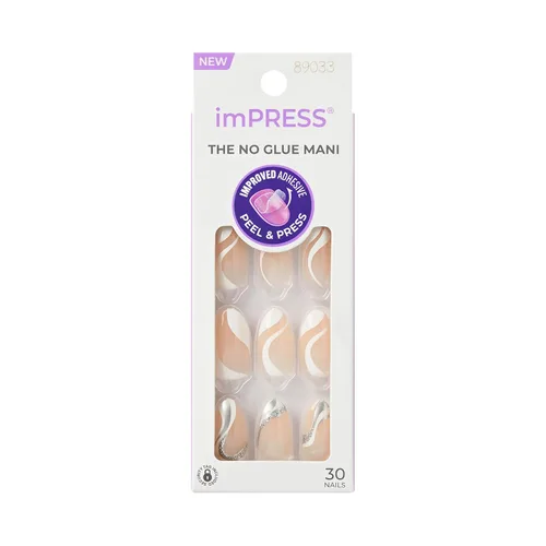 Vista 14 de Uñas postizas sin pegamento KISS imPRESS, diseño "All I Want" Púrpura y Blanco