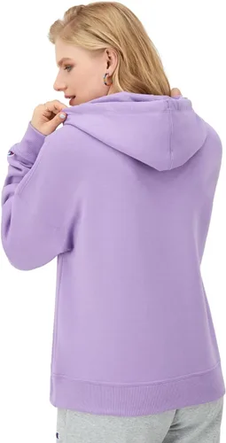 Vista 2 de Champion Sudadera con capucha para mujer, Powerblend, forro polar, sudadera para mujer, logotipo C (regular o plus), Lavish Lavender C Logo