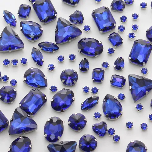 Vista 9 de TANOSII 100 diamantes de imitación para coser con formas mixtas, gemas de cristal para coser en gemas de cristal, parte trasera plana con garra Ab