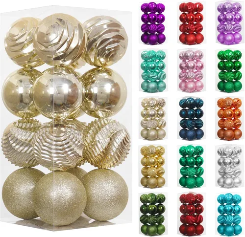 Vista 39 de XmasExp Juego de 24 mini esferas de Navidad inastillables para bolas de árbol de Navidad, 1.18 pulgadas (negro)