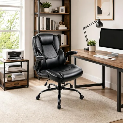 Vista 9 de AnyGod Executive Office Chair, Comfy Computer Chair with Flip-Up Armrests Adjustable Lumbar Support, PU Leather, Swivel Task Chair, Home Office
