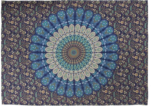 Vista 30 de Popular Handicrafts - Tapiz para colgar en la pared con diseño hippie de mandala bohemia, psicodélico, indio de pavo real, para meditación, gitano