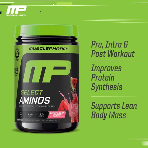 Vista 4 de MusclePharm Select Amino's Amino's EAA + BCAAs, polvo de aminoácidos esenciales después del entrenamiento, suplemento energético preentrenamiento