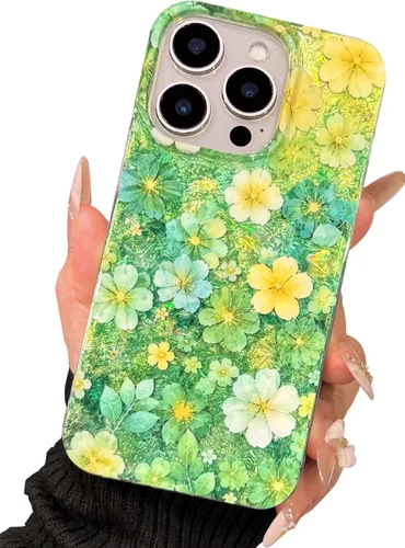 Vista 45 de I-MGAE-IN-AR Funda compacta para iPhone 12 Pro, diseño colorido de flores iridiscentes, holográfica, brillante, bonita funda para iPhone 12